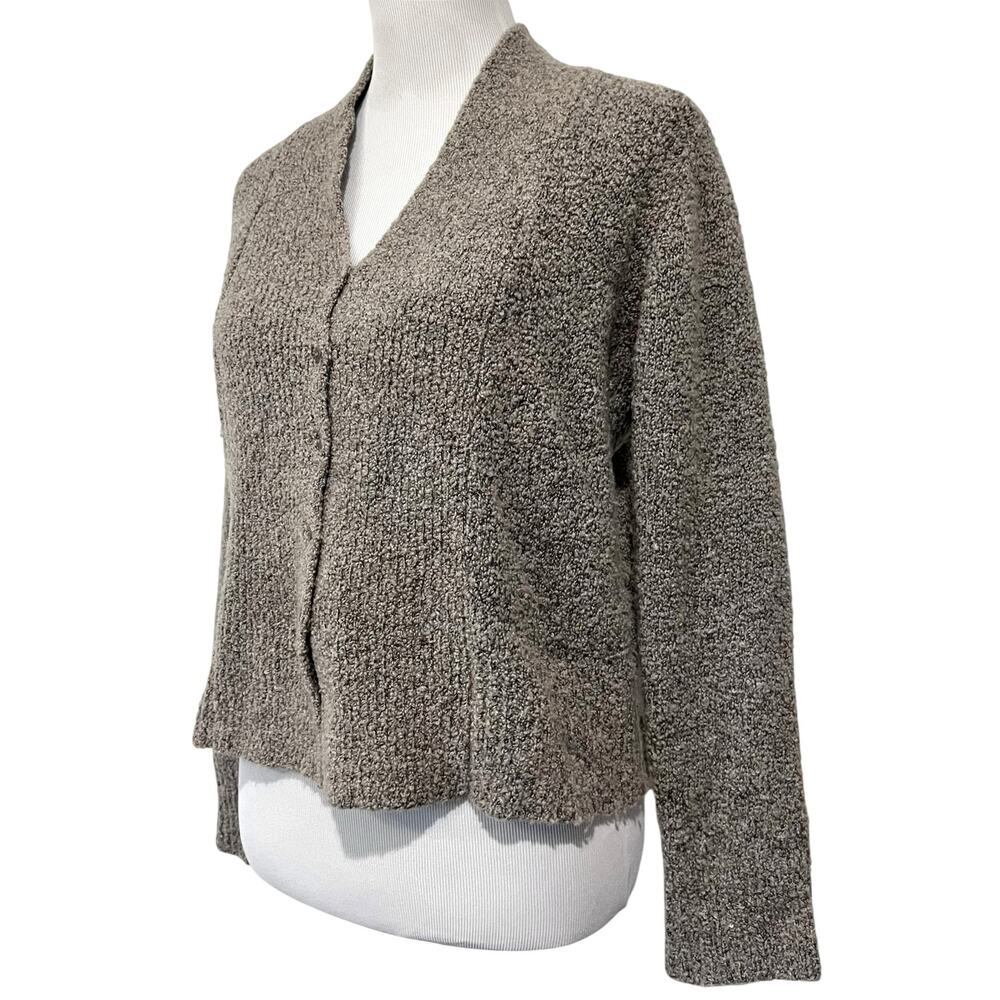 Vintage Eileen Fisher Tan Taupe Cardigan Sweater Sz L Merino Wool Cashmere Blend - Picture 2 of 8